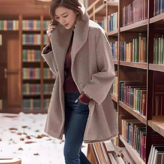 Damen Kapuzen-Teddycoat im Oversize‑A‑Linienschnitt mit überschnittenen Schultern Shop Nory