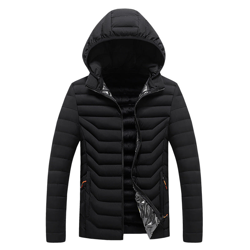 Herren Ultraleichte gesteppte Kapuzenjacke mit Chevron-Steppung, winddichter Außenlage und Thermofutter Shop Nory
