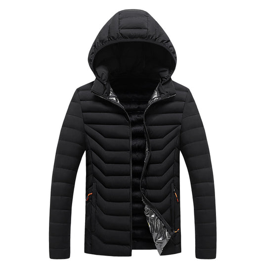 Herren Ultraleichte gesteppte Kapuzenjacke mit Chevron-Steppung, winddichter Außenlage und Thermofutter Shop Nory