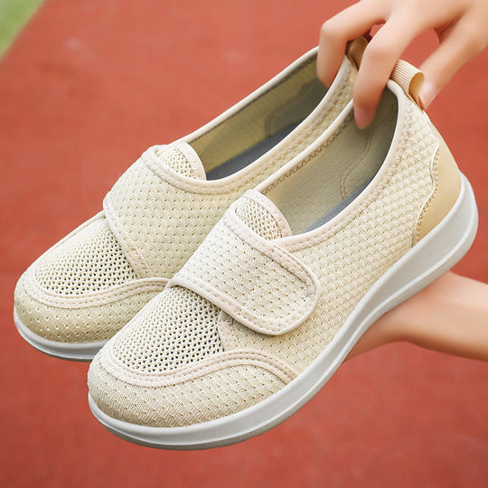 Damen Bequeme Slip-On Sportschuhe mit elastischem Klettverschluss und atmungsaktivem Mesh-Obermaterial Shopnory