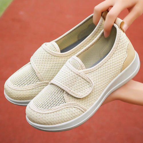 Damen Bequeme Slip-On Sportschuhe mit elastischem Klettverschluss und atmungsaktivem Mesh-Obermaterial Shopnory