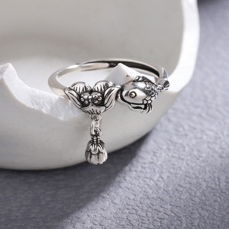 Damen filigraner Ring mit kunstvollem Fisch-Design Shop Nory