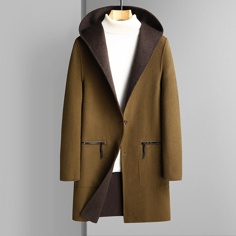Herren Wendbarer Wollmantel mit Kapuze Shop Nory