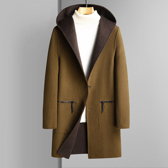 Herren Wendbarer Wollmantel mit Kapuze Shop Nory