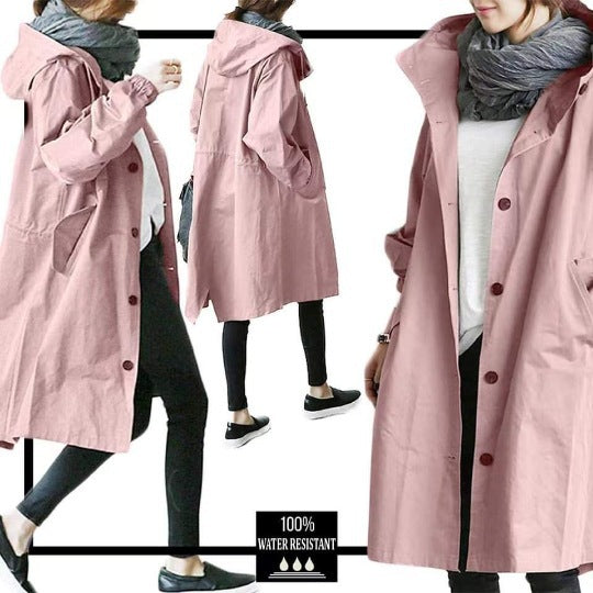 Damen nan leichter oversized Parka-Mantel mit Kapuze, Taillenzug und seitlichem Gehschlitz Shop Nory