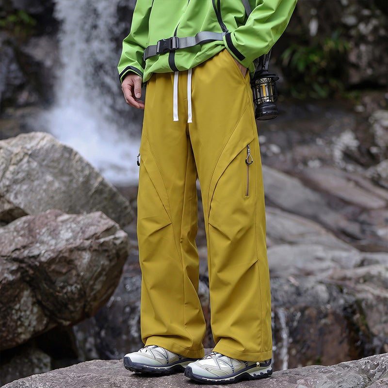 Unisex Wasserabweisende technische Cargo-Hose mit weitem Bein, Reißverschlusstaschen und Kordelzug Shop Nory