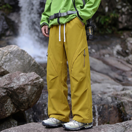 Unisex Wasserabweisende technische Cargo-Hose mit weitem Bein, Reißverschlusstaschen und Kordelzug Shop Nory