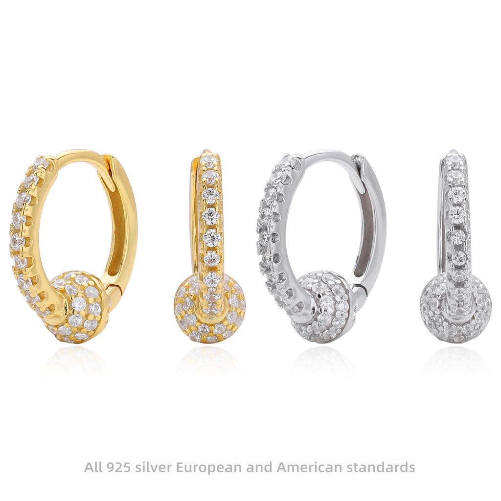Damen Creolenohrringe mit funkelnden 5A Zirkonen aus hochwertigem 925 Sterling Silber Shop Nory
