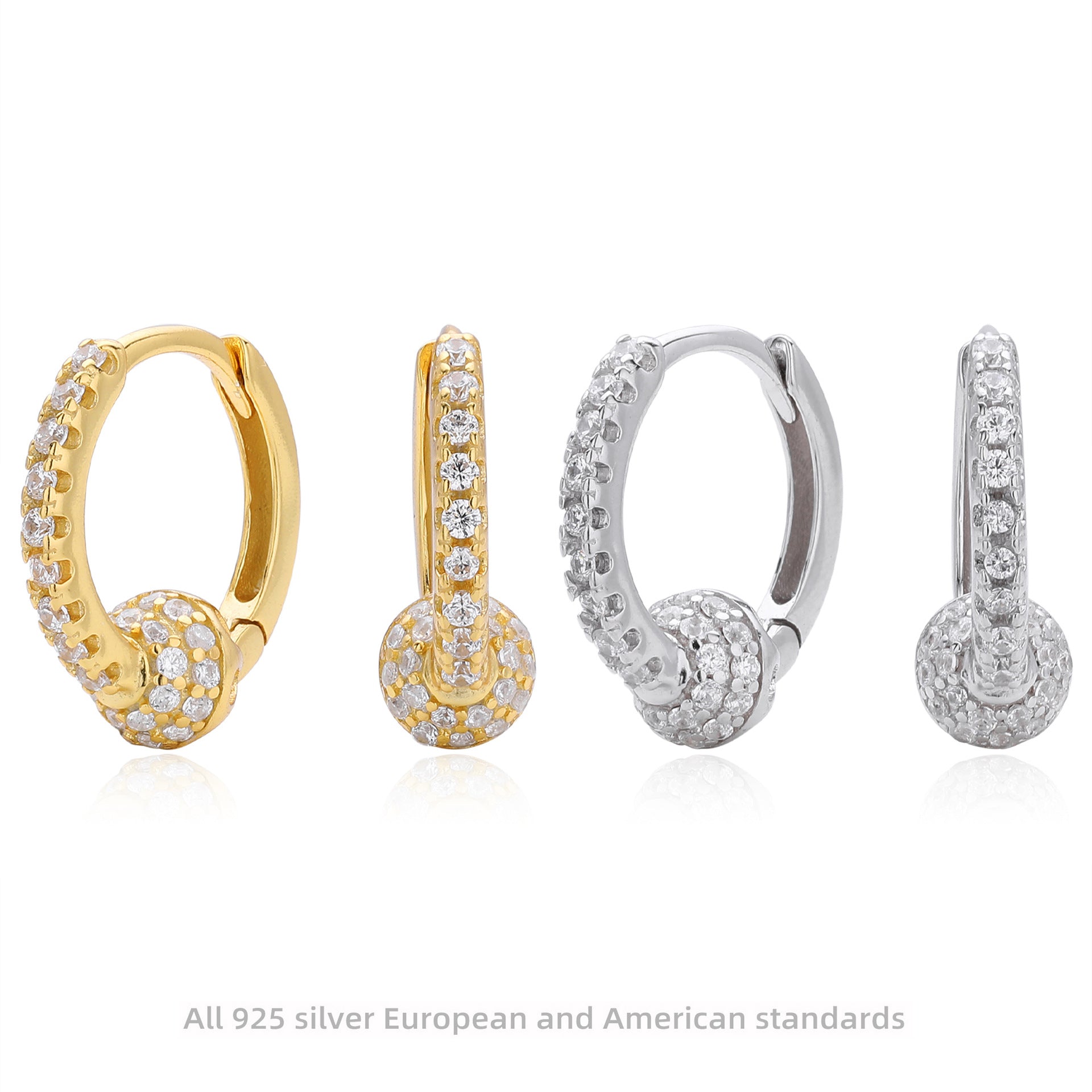 Damen Creolenohrringe mit funkelnden 5A Zirkonen aus hochwertigem 925 Sterling Silber Shop Nory