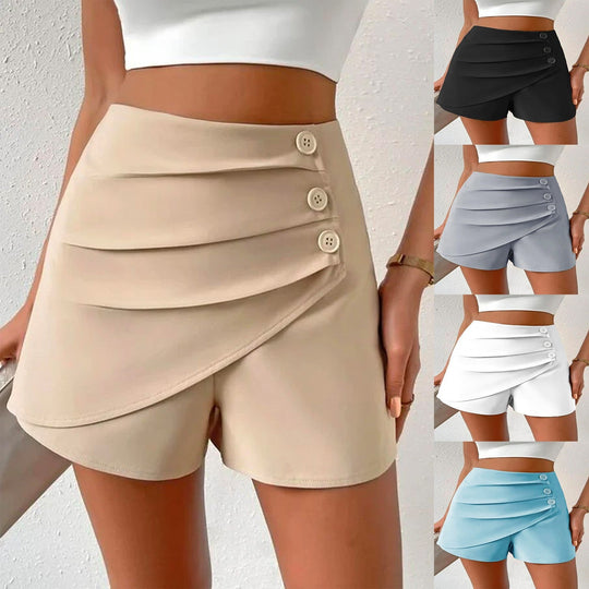 Damen Modische Shorts mit Drapierung und Knopfdetails