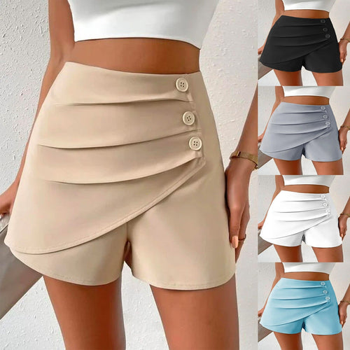 Damen Modische Shorts mit Drapierung und Knopfdetails
