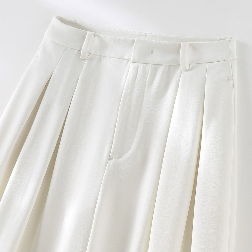 Damen Hochtaillierte Palazzohose mit Kellerfalten und fließender Crêpe-Qualität Shop Nory