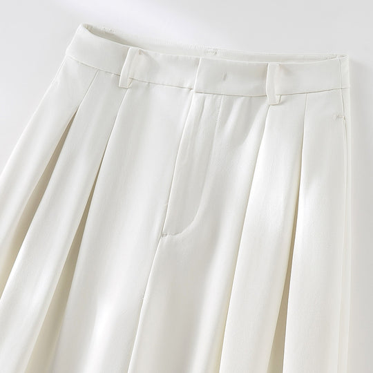 Damen Hochtaillierte Palazzohose mit Kellerfalten und fließender Crêpe-Qualität Shop Nory