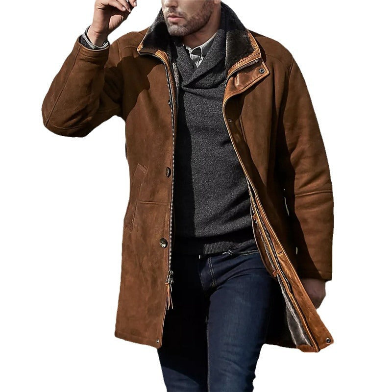 Herren Langer Thermomantel im Field-Stil mit Kunstlammfell-Innenseiten und Zweiwege-Reißverschluss Shop Nory