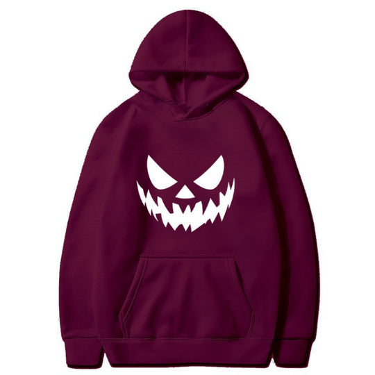 Unisex Kapuzenpullover mit gruseligem Kürbisgesicht-Print und Oversize Kängurutasche Shop Nory