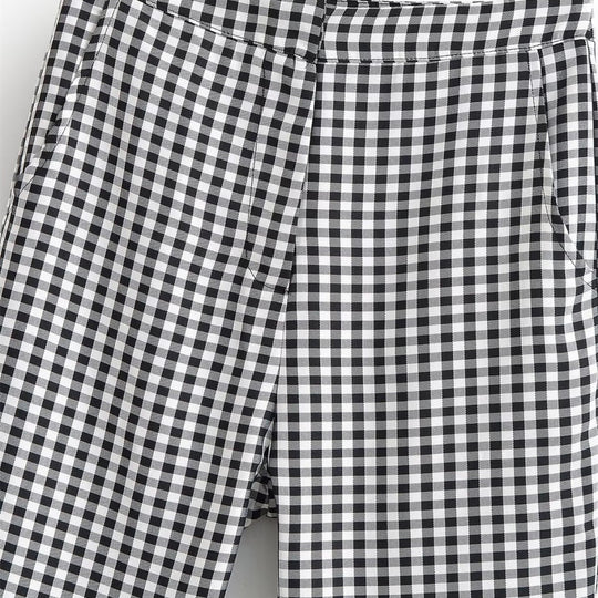 Damen karierten Hose mit lockerem Schnitt