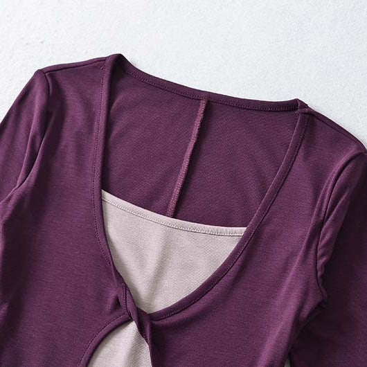 Damen Lagen‑Look Shirt mit Knotenfront, Dreiviertelärmel und integriertem Untertop Shop Nory