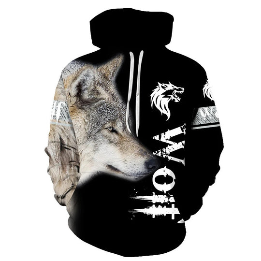 Unisex Kapuzenpullover mit kreativem Wolfsmotiv Shop Nory