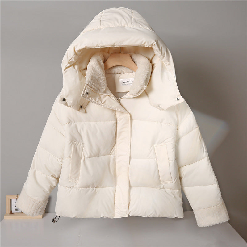 Damen nan kurze wattierte Jacke mit hochschließendem Teddykragen, Fleece-Innenfutter und verstellbarem Saum Shop Nory
