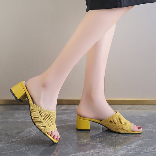 Damen Mules mit atmungsaktivem Netzdesign und bequemer Blockabsatzsohle