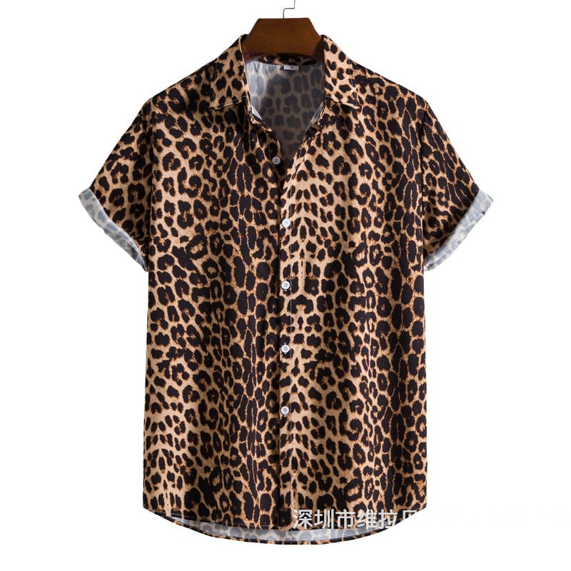 Damen Kurzarmhemd im Leopardenmuster Shopnory