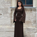 Damen Elegantes Maxikleid mit extra weitem Ärmel und trendiger Rippstruktur