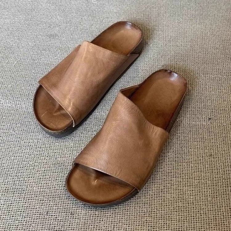 Damen Komfortable Slipper mit geschmeidiger Lederoberfläche und ergonomischem Fußbett