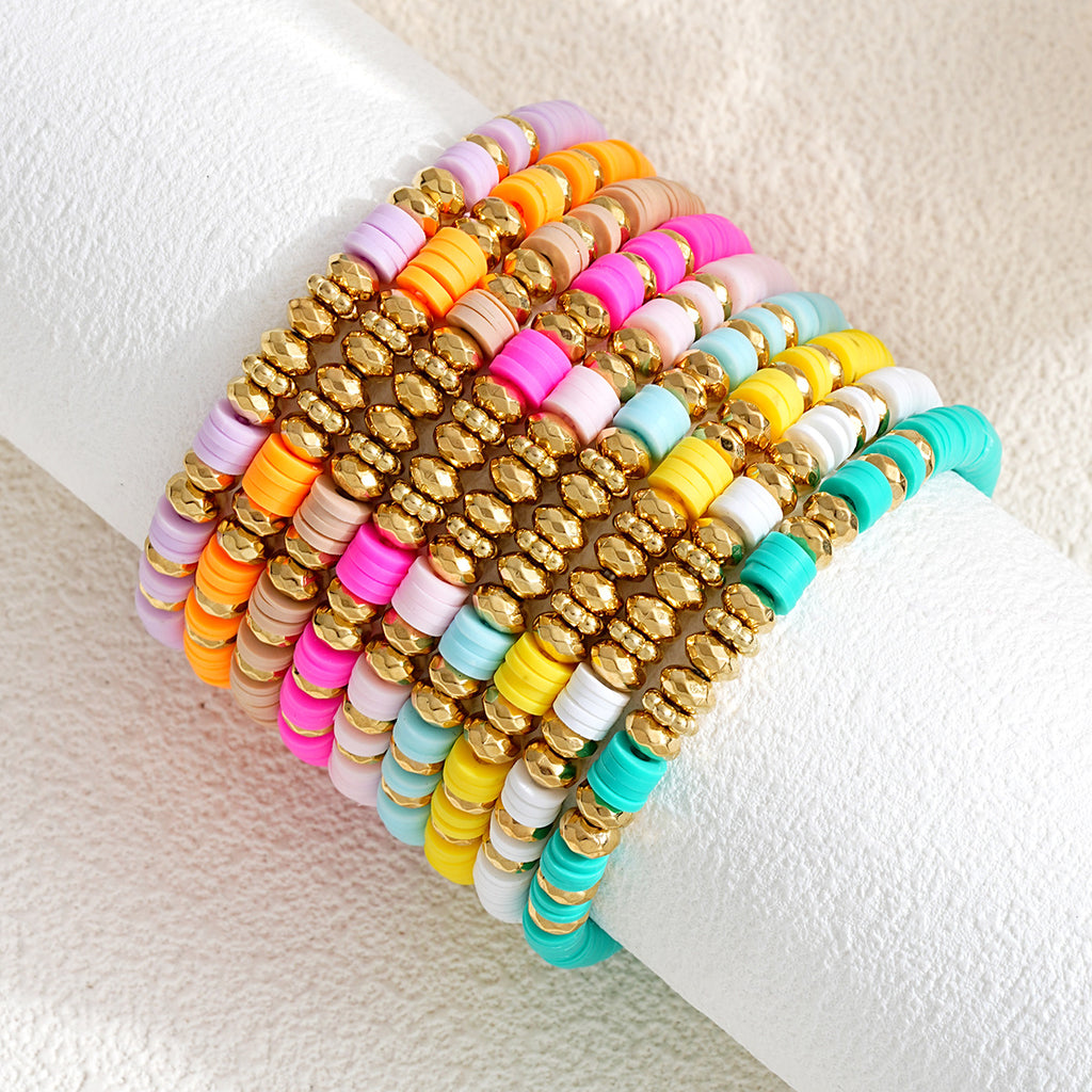Damen Armband-Set mit bunten Perlen und goldenen Akzenten Shop Nory