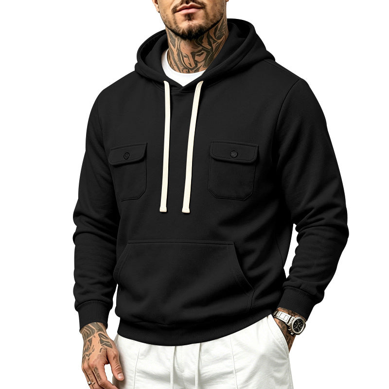 Herren Kapuzenpullover mit Doppel-Brusttaschen und Kängurutasche Shop Nory
