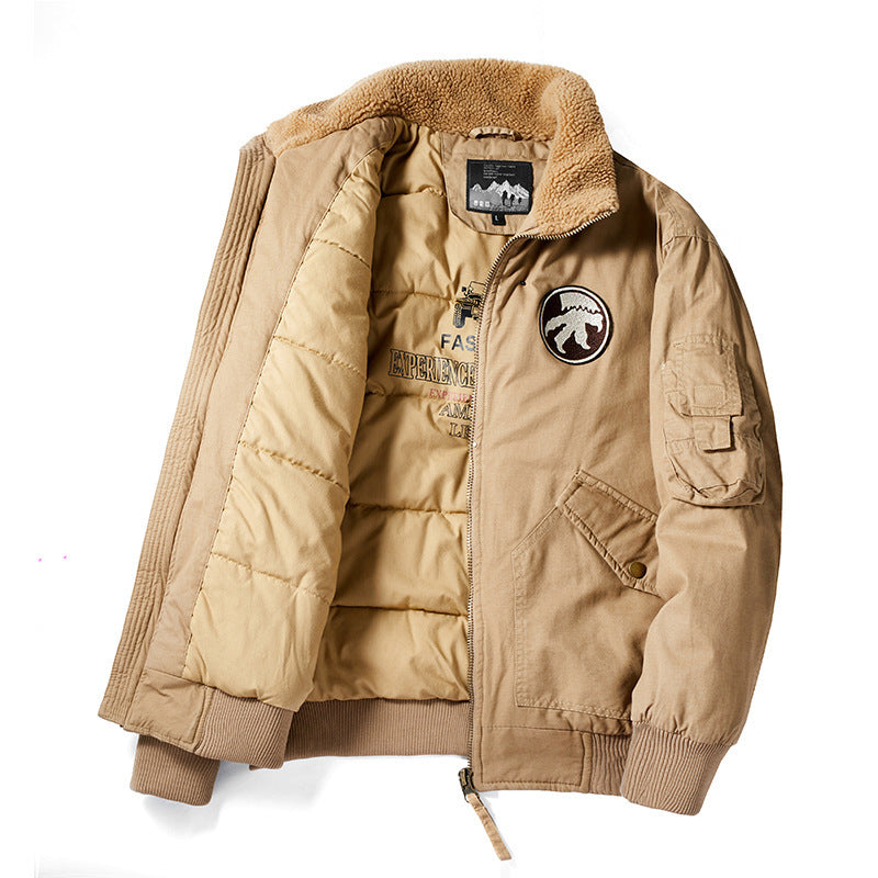 Herren Piloten-Bomberjacke mit Teddykragen, gesteppter Thermofütterung und Utility-Taschen Shop Nory