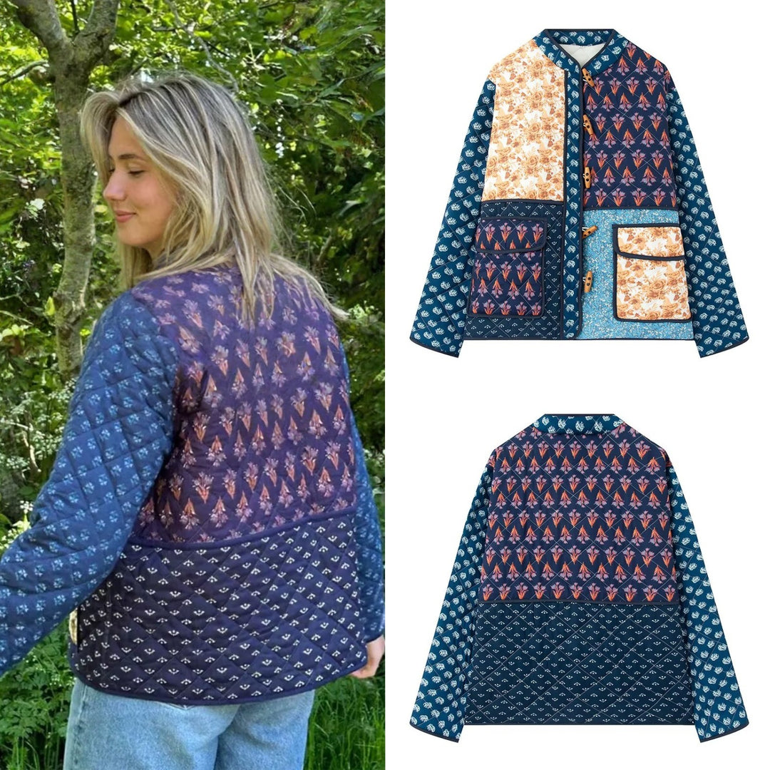 Damen Gefütterte Patchwork-Steppjacke mit Knebelverschlüssen und aufgesetzten Taschen Shop Nory