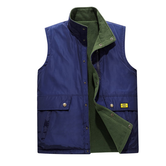 Herren Gefütterte Utility-Weste mit Fleece-Innenlage, Druckknopf‑ und Reißverschluss Shop Nory