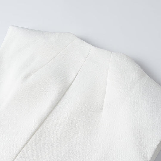 Damen Taillierte ärmellose Blazerweste mit V‑Ausschnitt und Zierhaken Shop Nory