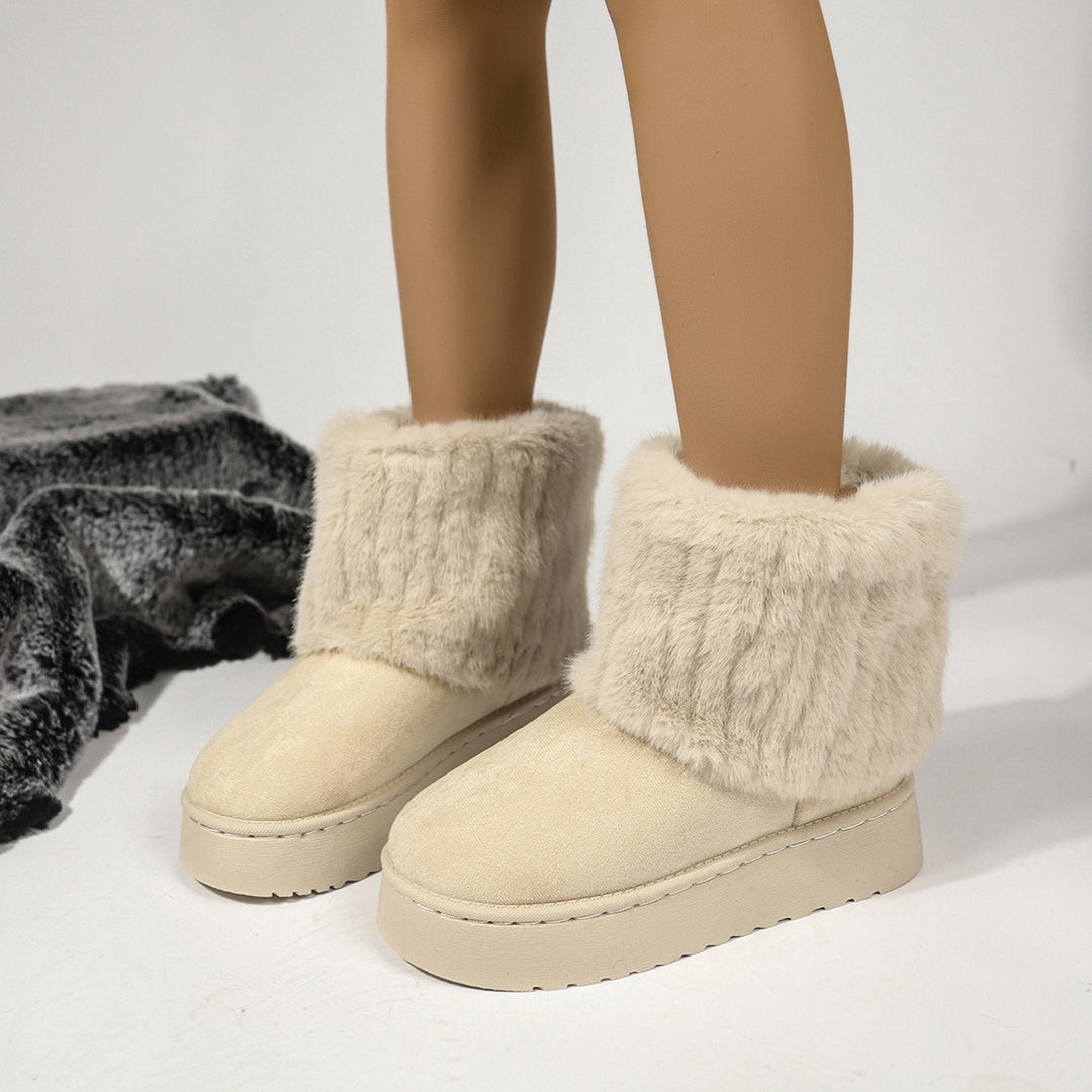 Damen Warme Plateau-Winterboots mit breitem Kunstfellschaft und dämpfender Sohle Shop Nory