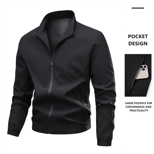 Herren Minimalistische Softshell-Bomberjacke mit Stehkragen, elastischen Bündchen & durchgehendem Reißverschluss Shop Nory