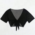 Damen durchsichtige Crop-Top Bluse Shopnory