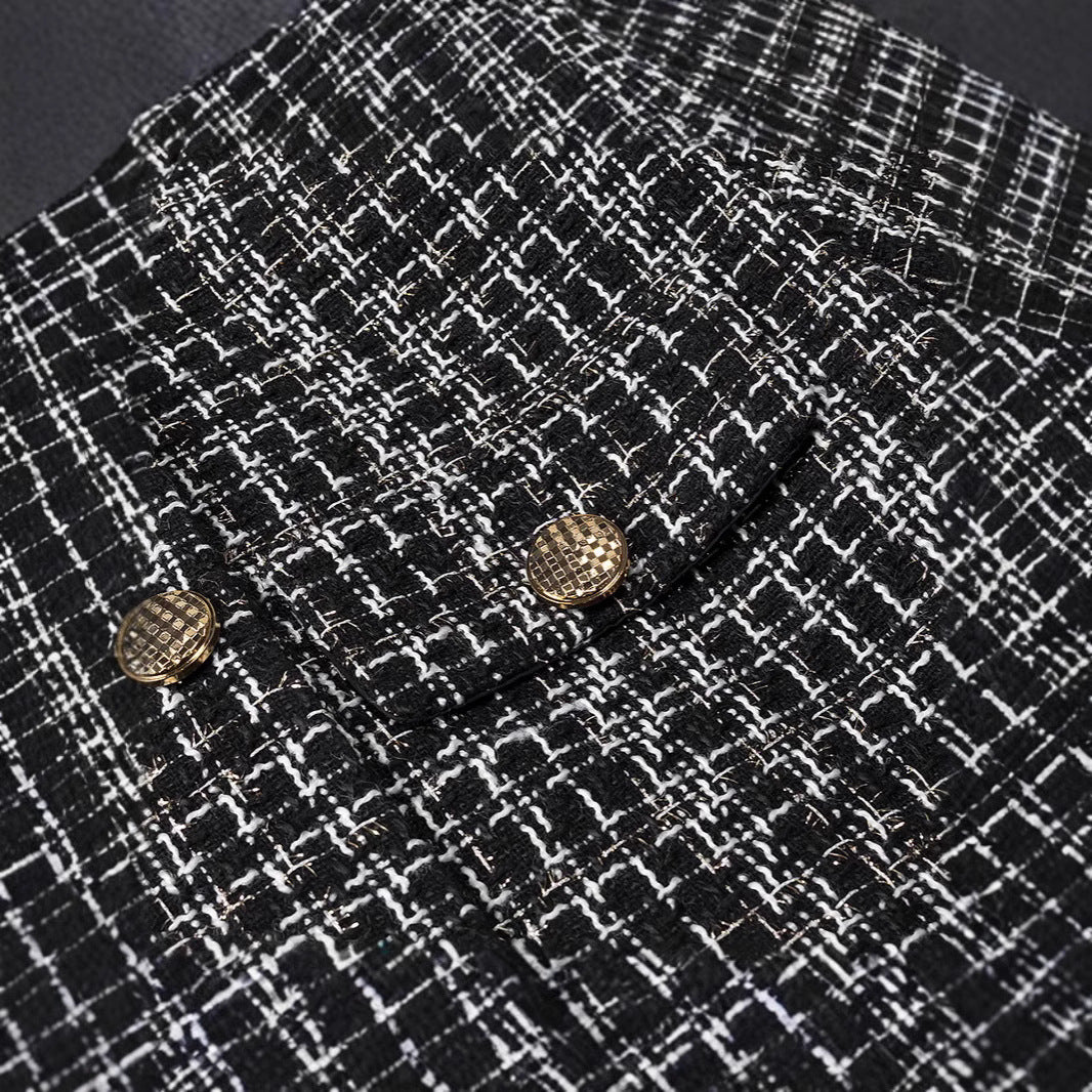 Damen Bouclé-Tweed-Jacke mit Zierknöpfen und kastiger Cropped-Silhouette Shop Nory