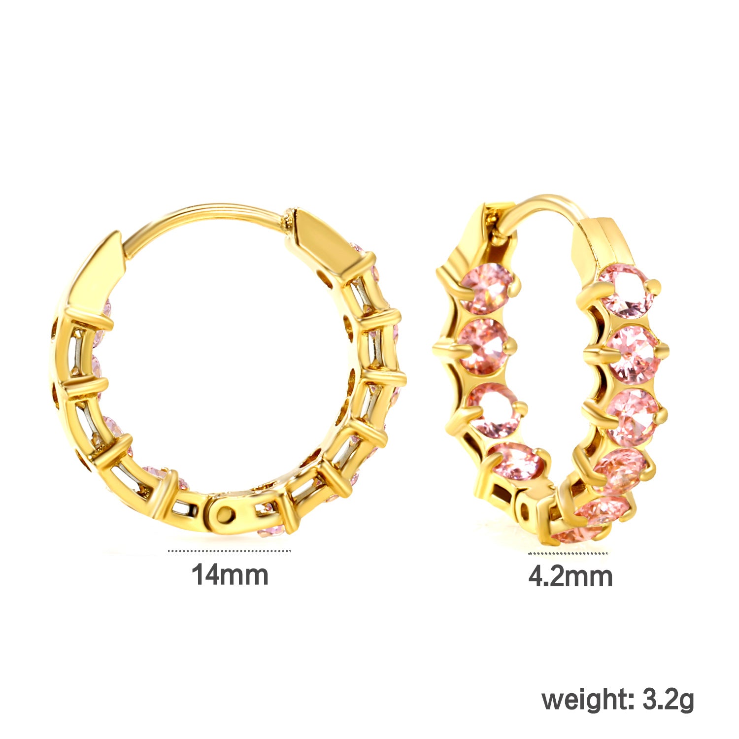 Damen Elegante Creolen mit funkelnden rosa Zirkonia Shop Nory