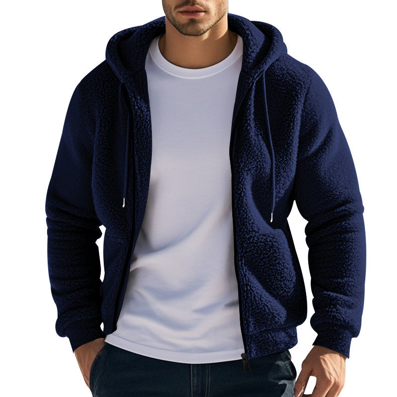 Herren nan Teddyfleece Kapuzenjacke mit Frontreißverschluss und Eingrifftaschen Shop Nory