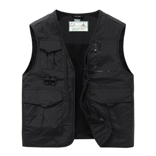 Herren Multifunktionale Outdoor-Utility-Weste mit Multitaschen, Mesh‑Futter und D‑Ringen Shop Nory