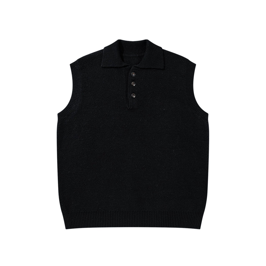 Unisex Ärmellose Strickweste mit Polokragen und Knopfleiste Shop Nory