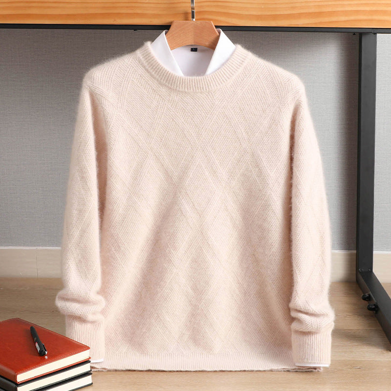 Herren Feiner Rautenstruktur Rundhalspullover aus Merino‑Blend mit softem Griff Shop Nory