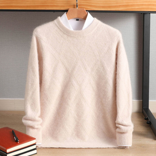 Herren Feiner Rautenstruktur Rundhalspullover aus Merino‑Blend mit softem Griff Shop Nory