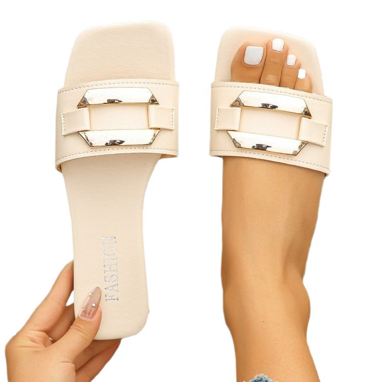 Damen Elegante und bequeme Slides mit dekorativen Metallakzenten