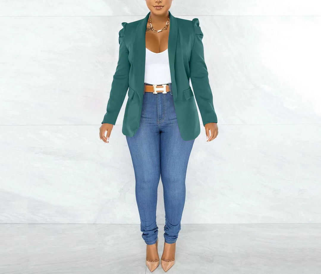 Damen taillierter Blazer mit strukturierten Schulterdetails und offenem Revers Shop Nory