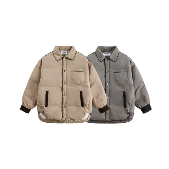 Unisex Kurz geschnittene gesteppte Blousonjacke mit Hemdkragen und Cordbündchen Shop Nory