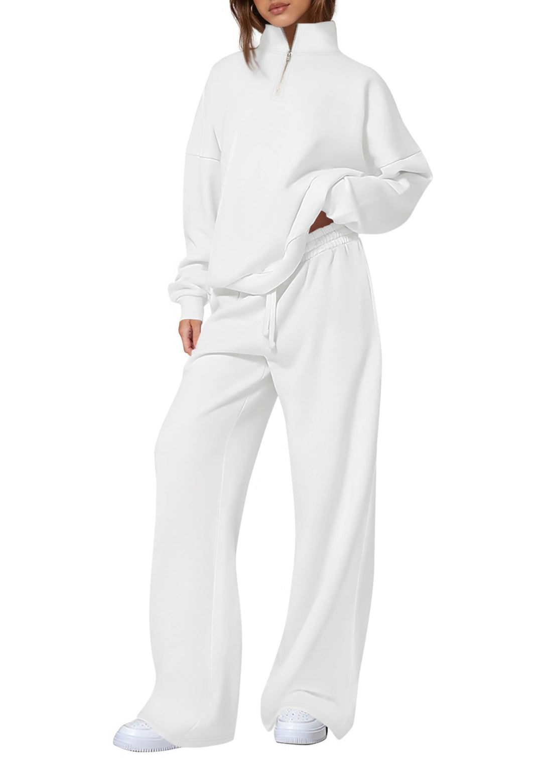 Damen nan oversized Jogginganzug mit Stehkragen halbem Reißverschluss und weitem Bein Shop Nory