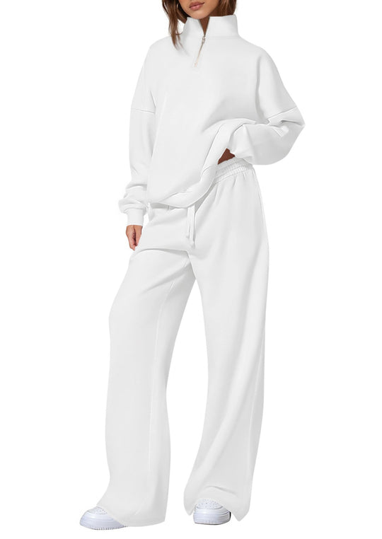 Damen nan oversized Jogginganzug mit Stehkragen halbem Reißverschluss und weitem Bein Shop Nory