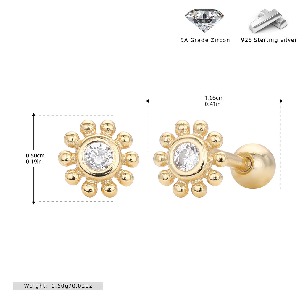 Damen Ohrstecker im floralen Design aus 925 Sterling Silber mit funkelndem Zirkon Shop Nory