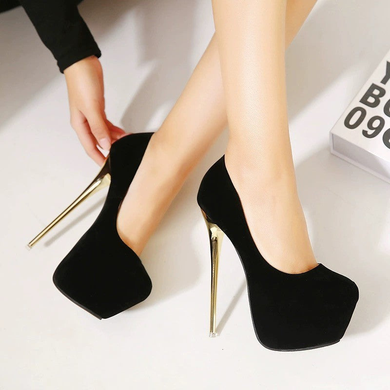 Damen elegante und luxuriöse High-Heels mit goldenen Akzenten